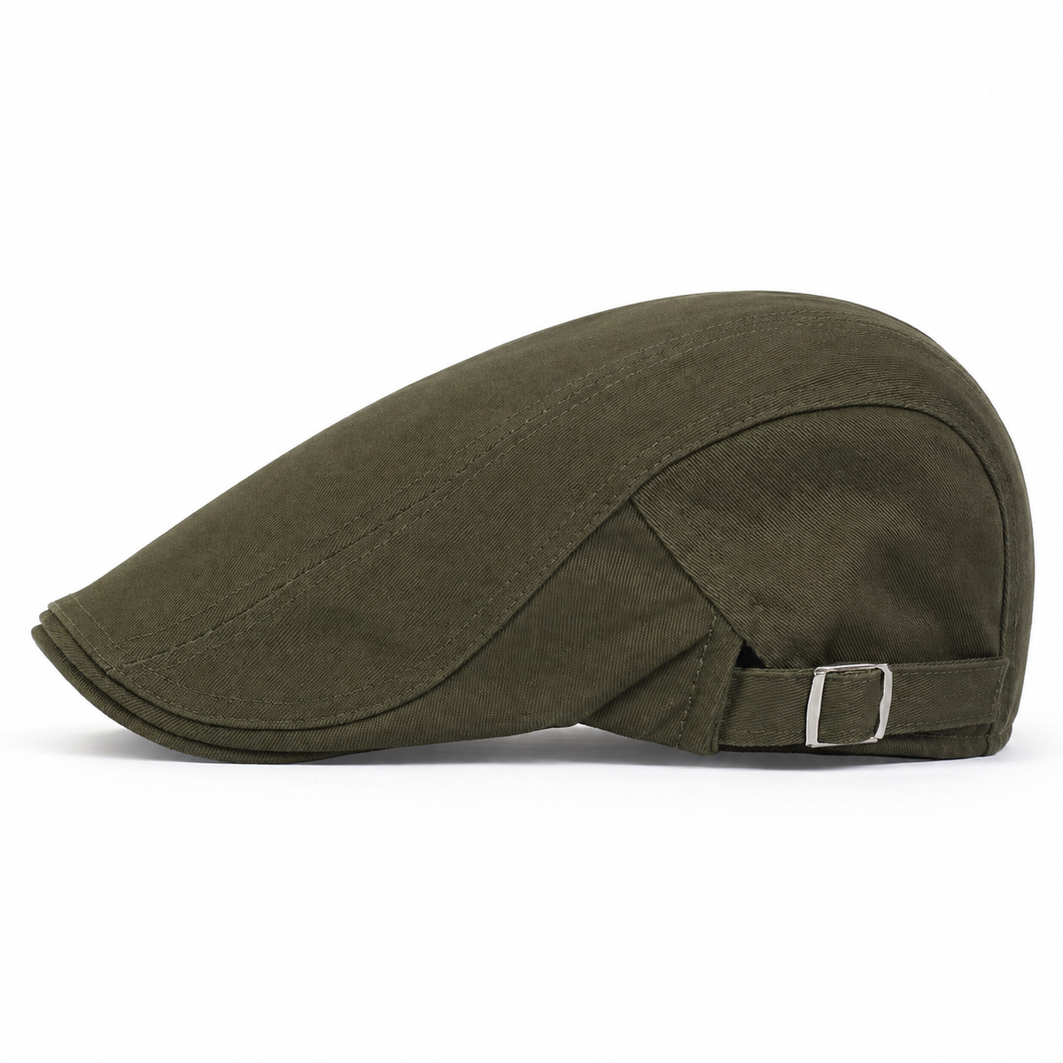 Classic Driver Cap Field Olive in left side profile on a white background