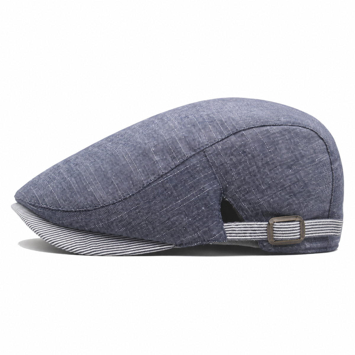 Coastal Linen Cap, Denim Blue, left side profile, on a white background
