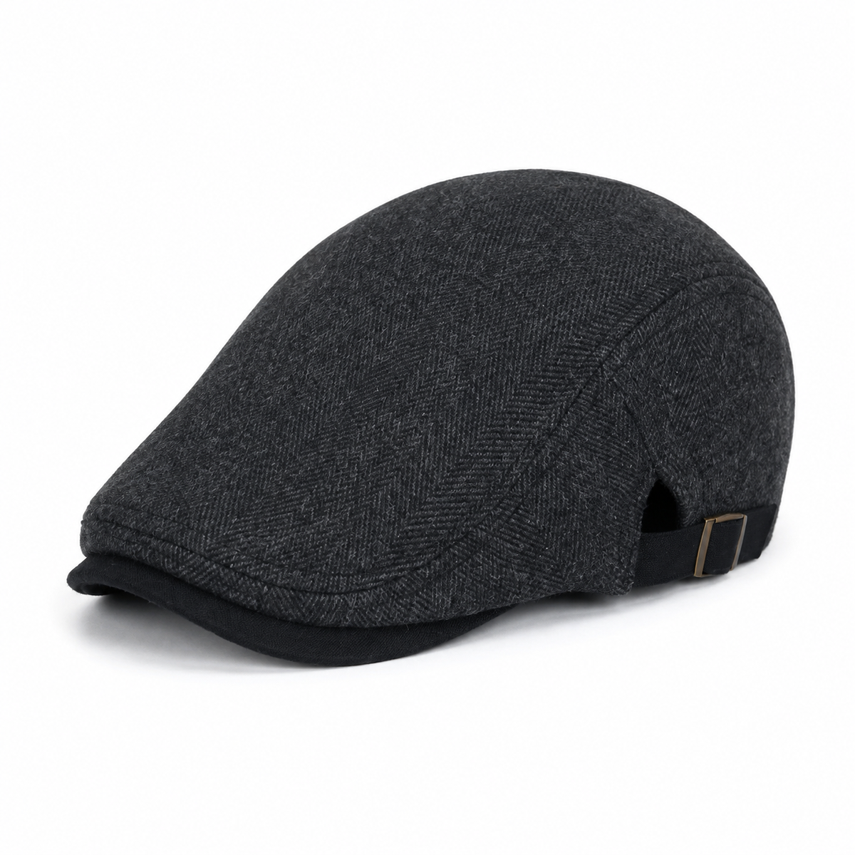 Heritage Wool Cap Coal Black - elevated front three-quarter view