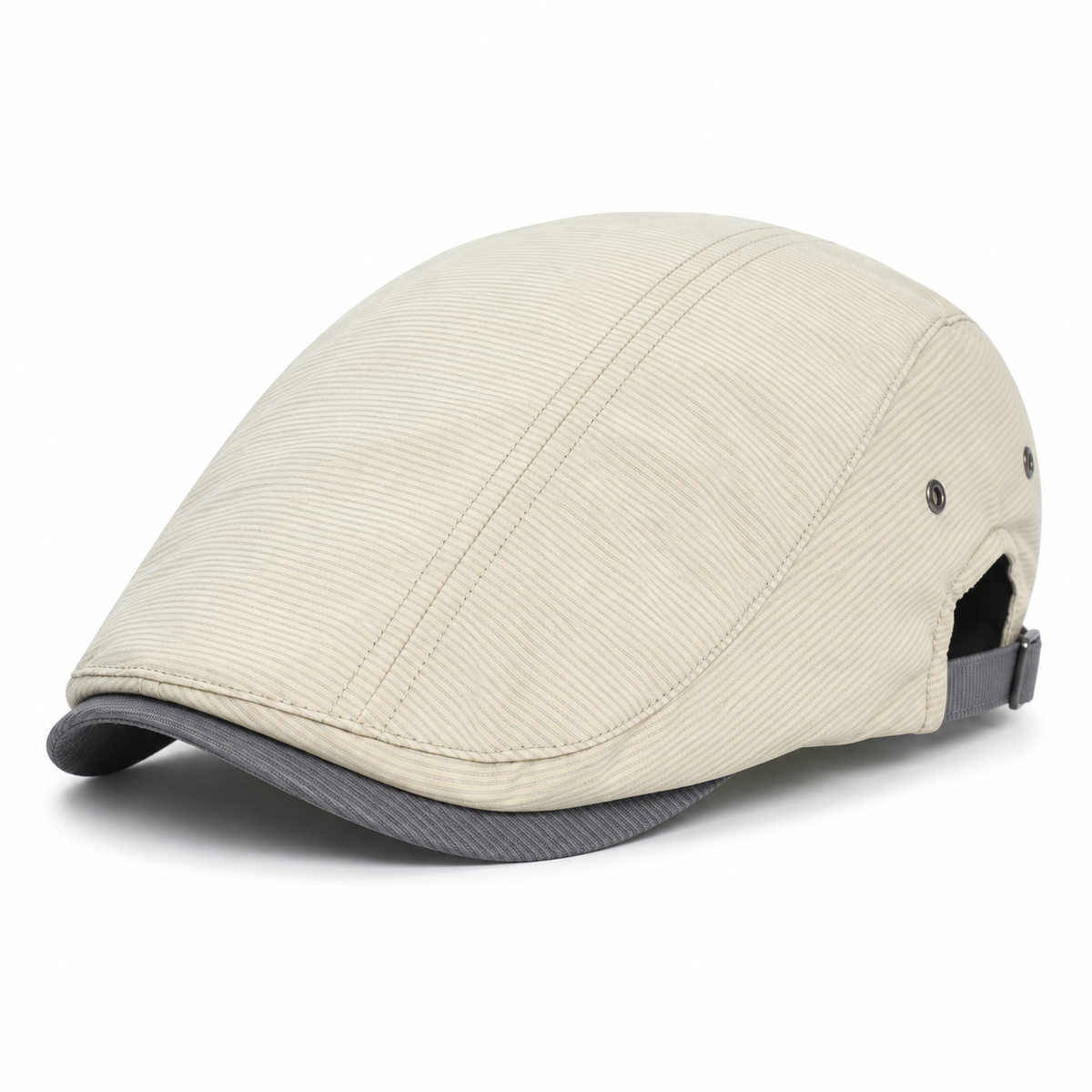 Pinstripe Cotton Cap White - elevated front three-quarter view