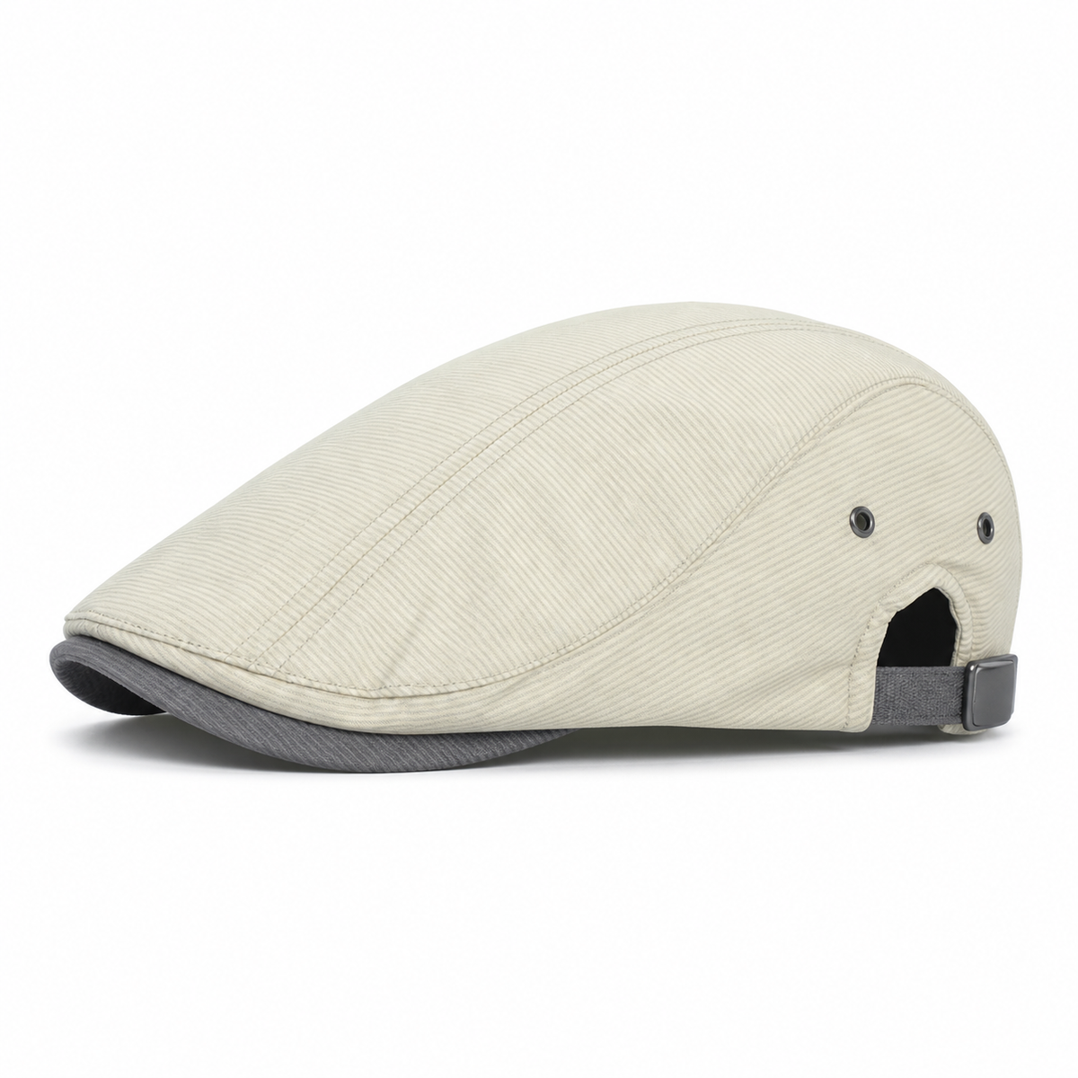 Pinstripe Cotton Cap White - side profile
