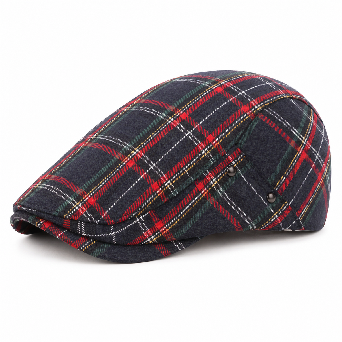 Tartan Highland Cap Coal Black - elevated front three-quarter view