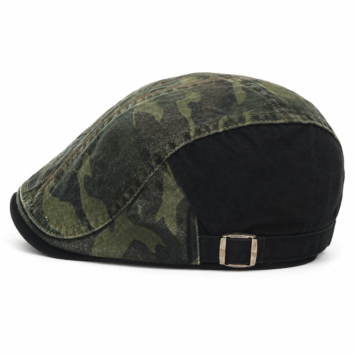 Camo Cotton Cap, Army Green, rear three-quarter view, on a white background