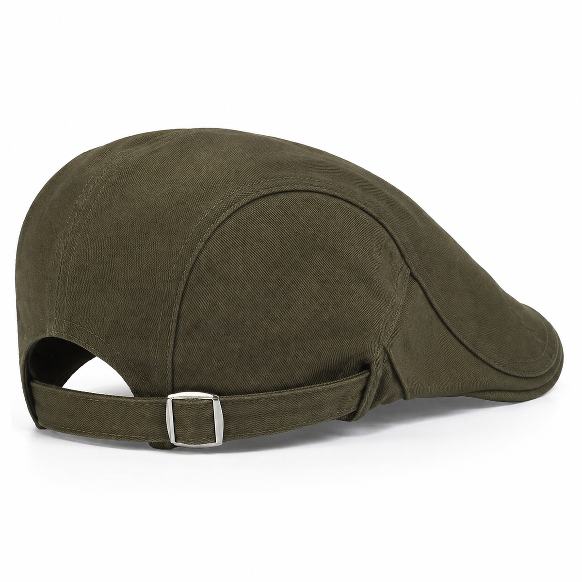 Classic Driver Cap Field Olive from a rear three-quarter angle on a white background