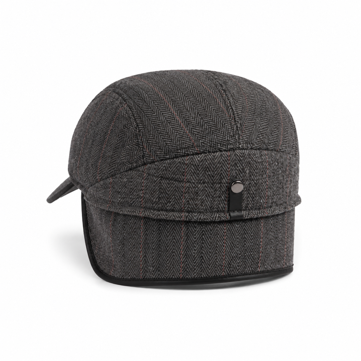 Driver Ear Flap Cap Coal Black - rear three-quarter view