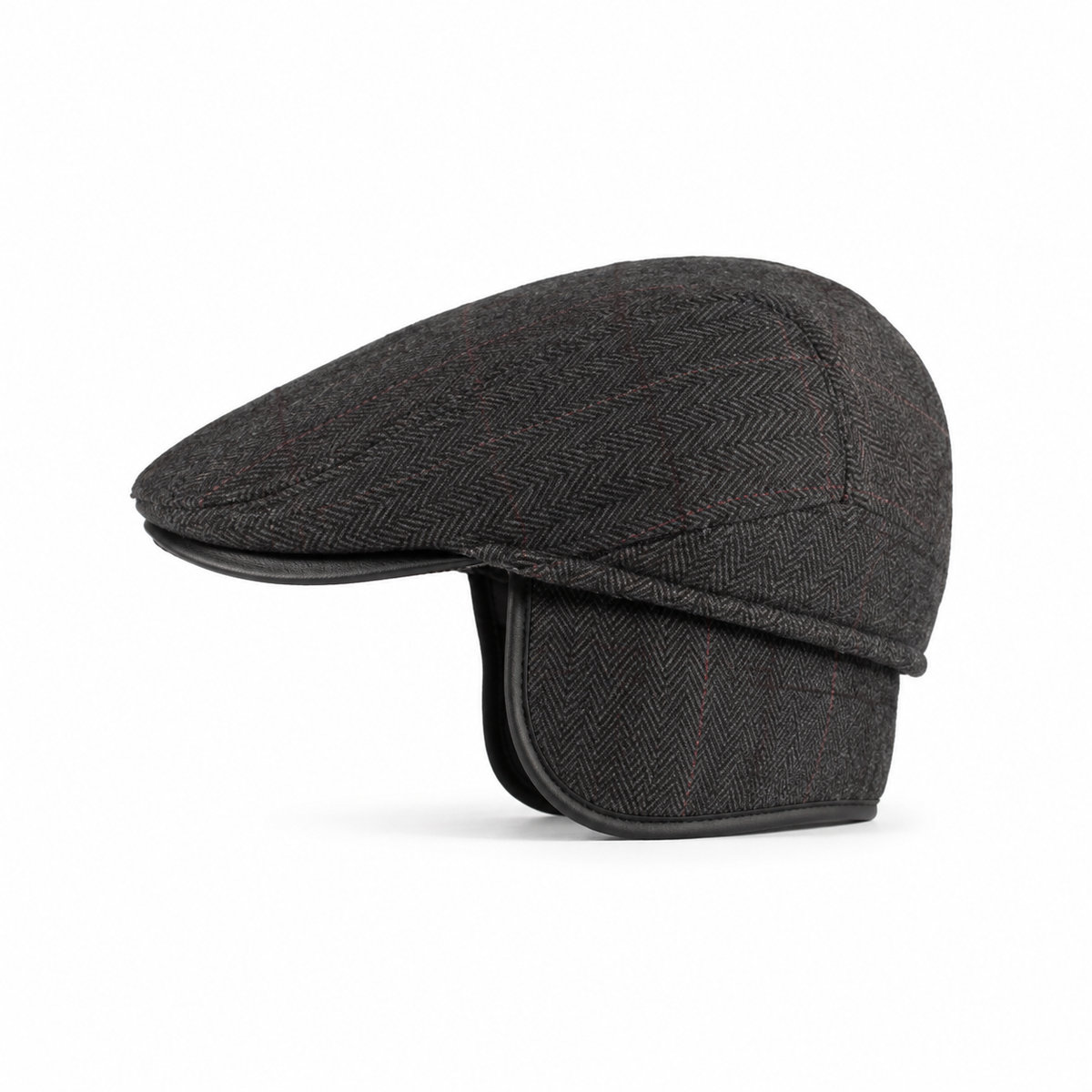 Driver Ear Flap Cap Coal Black - left side profile