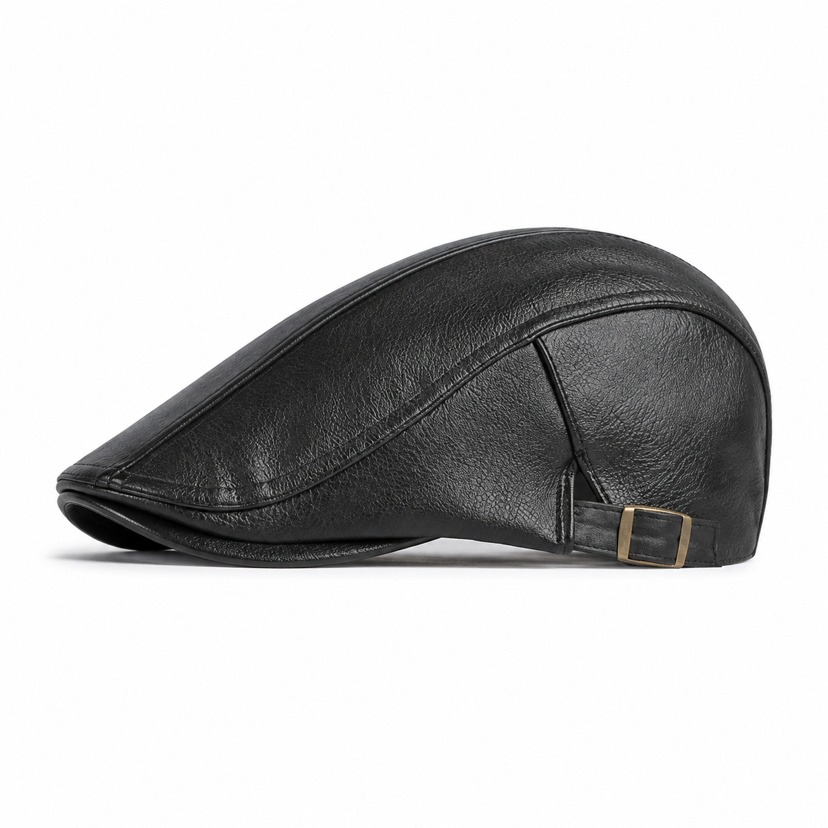 Heritage Leather Cap Coal Black - left side profile