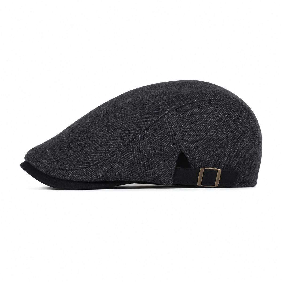 Heritage Wool Cap Coal Black - left side profile