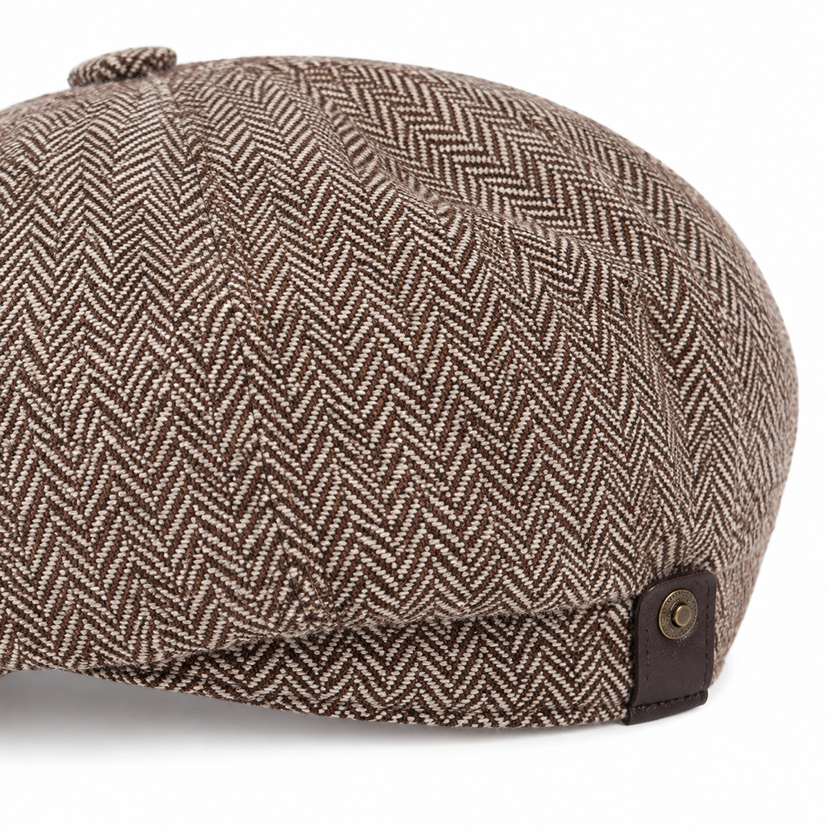 Herringbone Wool Cap Tobacco Brown — detalhe traseiro