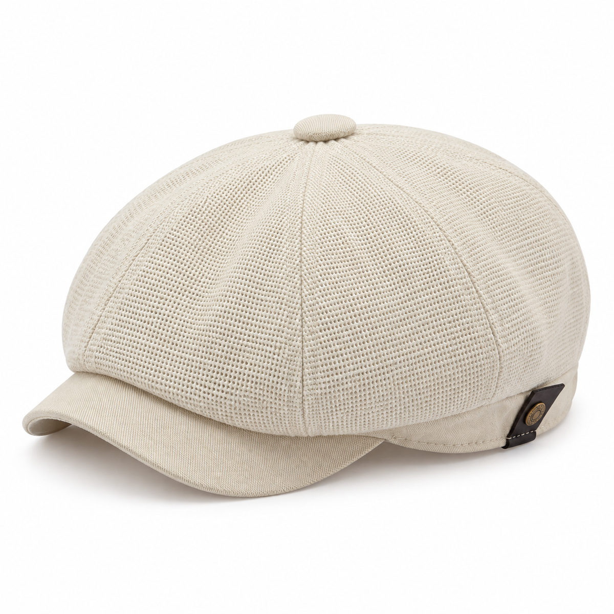 Linen Crown Cap White - elevated front three-quarter view