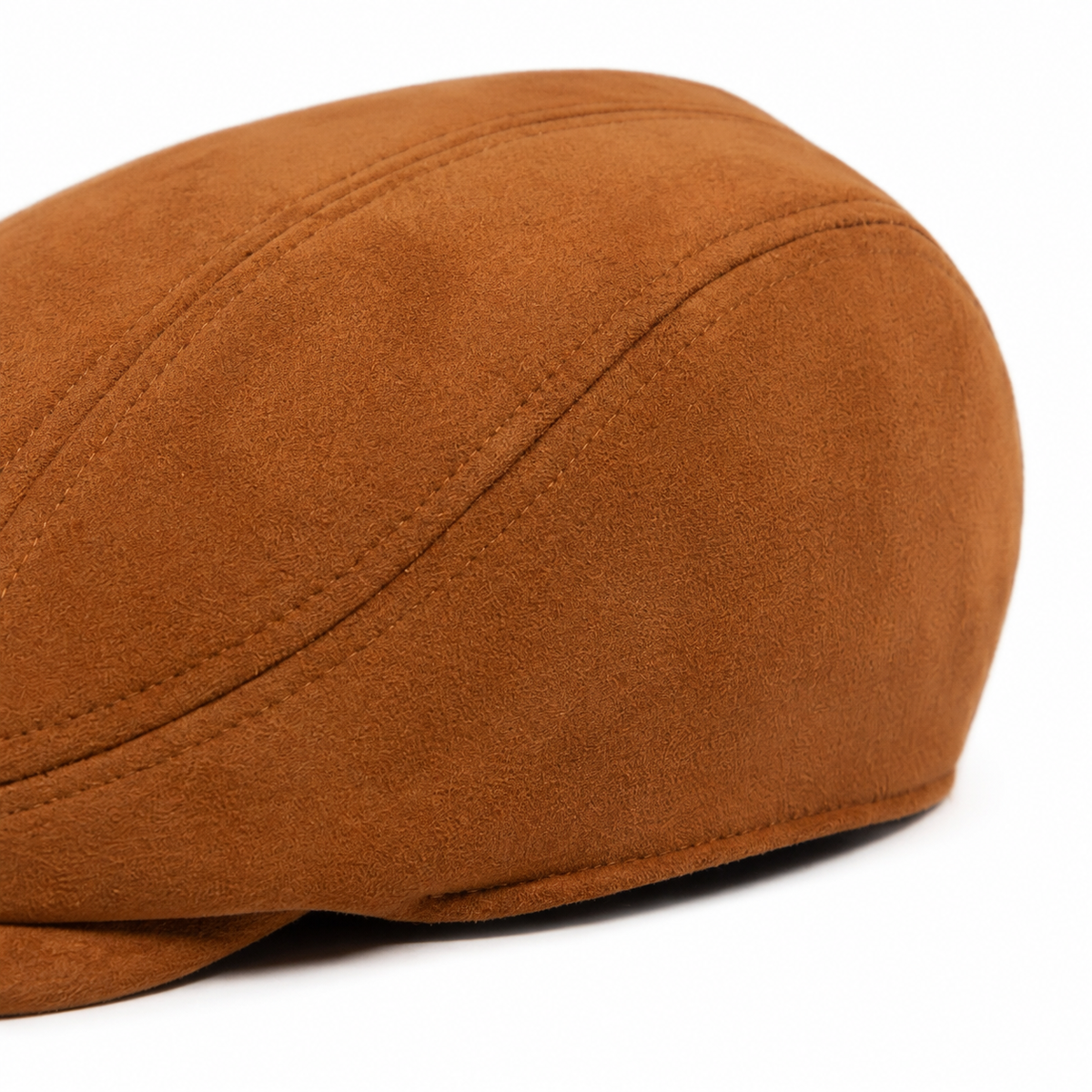 Suede Classic Cap in Brown — suede and stitching macro detail