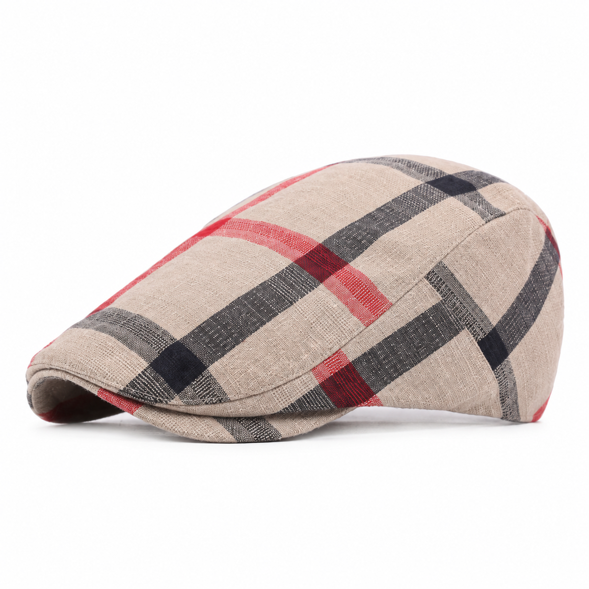 Vintage Check Cap Beige - left side profile