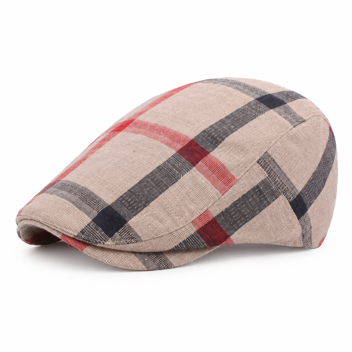 Vintage Check Cap Beige - elevated front three-quarter view